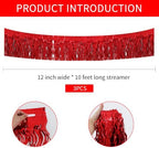 3 Pack Red Wavy Foil Fringe Garland 30ft Tinsel Wall Decor in Wavy Red, alternate view 2
