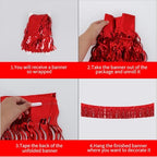 3 Pack Red Wavy Foil Fringe Garland 30ft Tinsel Wall Decor in Wavy Red, alternate view 3