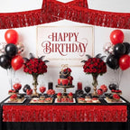 3 Pack Red Wavy Foil Fringe Garland 30ft Tinsel Wall Decor in Wavy Red, alternate view 4