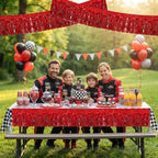 3 Pack Red Wavy Foil Fringe Garland 30ft Tinsel Wall Decor in Wavy Red, alternate view 5
