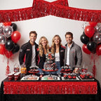 3 Pack Red Wavy Foil Fringe Garland 30ft Tinsel Wall Decor in Wavy Red, alternate view 6