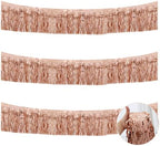 3 Pack Rose Gold Wavy Foil Fringe Garland 30ft Tinsel Wall Decor in Wavy Rose Gold
