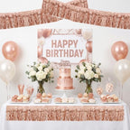 3 Pack Rose Gold Wavy Foil Fringe Garland 30ft Tinsel Wall Decor in Wavy Rose Gold, alternate view 4