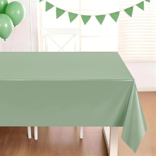3 Pack Sage Green Tablecloths,54"x108" Plastic Table Cloth Disposable for Rectangle Tables, Sage Green Table, alternate view