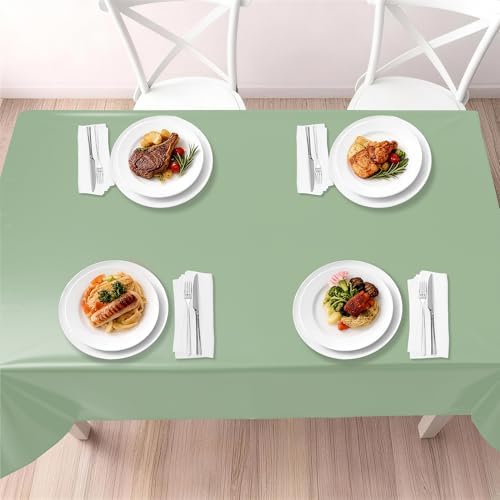 3 Pack Sage Green Tablecloths,54"x108" Plastic Table Cloth Disposable for Rectangle Tables, Sage Green Table, alternate view