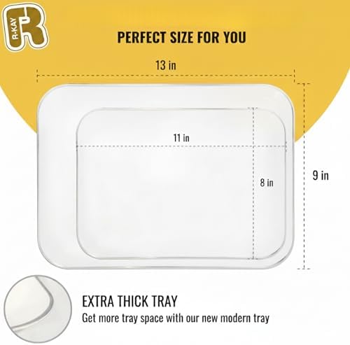 3 Pack Silver Plastic Serving Trays for Party - Silver Rim Serving Tray 8 x 11 Inch - Heavy Duty Dessert Trays, alternate