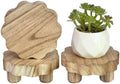 3 Pack Small Scalloped Wood Risers for Display, Mini 4 Inch Wooden Stands with Removable Feet Farmhouse Rustic