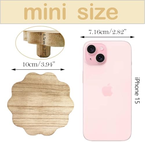3 Pack Small Scalloped Wood Risers for Display, Mini 4 Inch Wooden Stands with Removable Feet Farmhouse Rustic, alternate