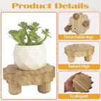 3 Pack Small Scalloped Wood Risers for Display, Mini 4 Inch Wooden Stands with Removable Feet Farmhouse Rustic, alternate