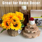 3 Pack Small Scalloped Wood Risers for Display, Mini Wooden Stands with Removable Feet Farmhouse Rustic Decor, alternate view