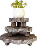 3 Pack Small Scalloped Wood Risers for Display, Wooden Stands with Removable Feet Farmhouse Rustic Decor for