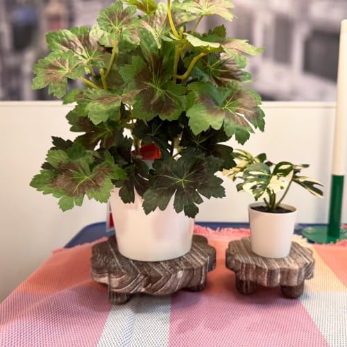 3 Pack Small Scalloped Wood Risers for Display, Wooden Stands with Removable Feet Farmhouse Rustic Decor for, alternate view