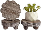 3 Pack Small Scalloped Wood Risers for Display, Wooden Stands with Removable Feet Farmhouse Rustic Decor for
