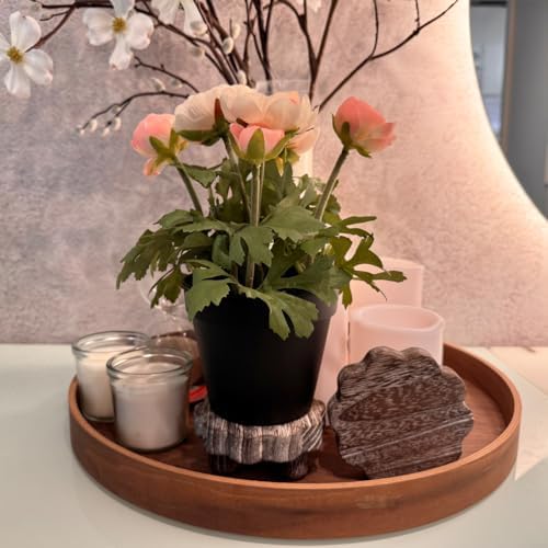 3 Pack Small Scalloped Wood Risers for Display, Wooden Stands with Removable Feet Farmhouse Rustic Decor for, alternate view