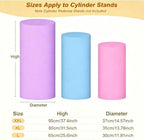 3 Pack Spandex Cylinder Pedestal Covers, Only Covers in Pink, blue, purple, alternate view 2