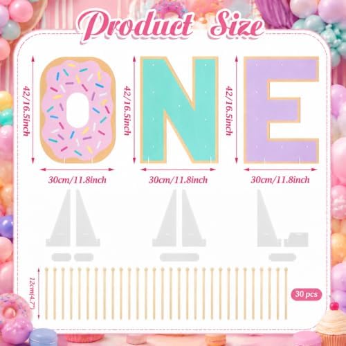 3 Pack Sweet One Donut Stands, Wooden Doughnut Display Stand, alternate view 3