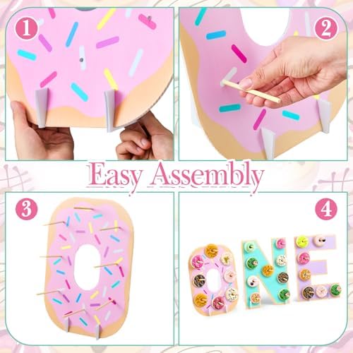 3 Pack Sweet One Donut Stands, Wooden Doughnut Display Stand, alternate view 6