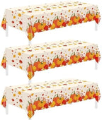 3 Pack Thanksgiving Disposable Tablecloths,54 x 108 Inch Thanksgiving Decorations, Give Thanks Table Cloth for