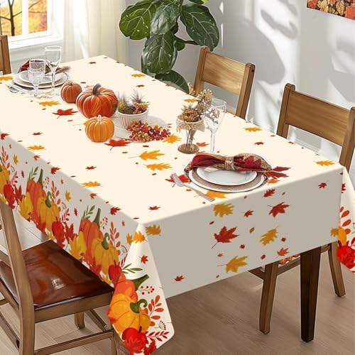 3 Pack Thanksgiving Disposable Tablecloths,54 x 108 Inch Thanksgiving Decorations, Give Thanks Table Cloth for, alternate