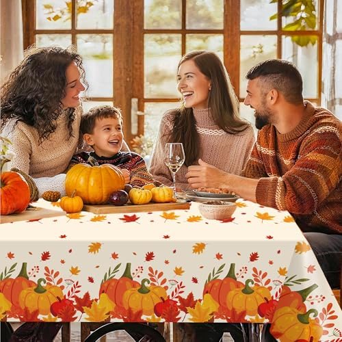 3 Pack Thanksgiving Disposable Tablecloths,54 x 108 Inch Thanksgiving Decorations, Give Thanks Table Cloth for, alternate