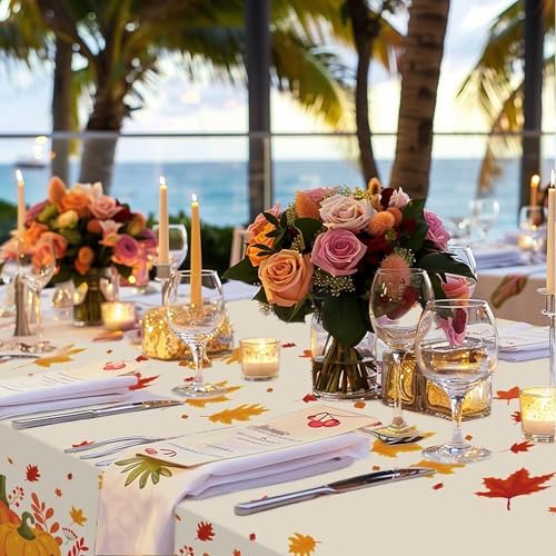 3 Pack Thanksgiving Disposable Tablecloths,54 x 108 Inch Thanksgiving Decorations, Give Thanks Table Cloth for, alternate