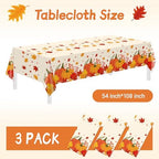 3 Pack Thanksgiving Disposable Tablecloths,54 x 108 Inch Thanksgiving Decorations, Give Thanks Table Cloth for, alternate