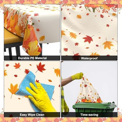 3 Pack Thanksgiving Disposable Tablecloths,54 x 108 Inch Thanksgiving Decorations, Give Thanks Table Cloth for, alternate