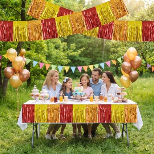 3 Pack Thanksgiving Foil Fringe Garland 30ft Wall Tinsel Banner in Red Orange Gold, alternate view 5