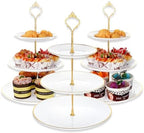 3 Pack Tiered Cupcake Stand, Plastic Cupcake Stand Tower, 3 Tier Round Shape Dessert Serving Tray, White Cookie