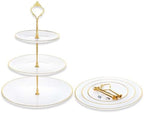 3 Pack Tiered Cupcake Stand, Plastic Cupcake Stand Tower, 3 Tier Round Shape Dessert Serving Tray, White Cookie, alternate
