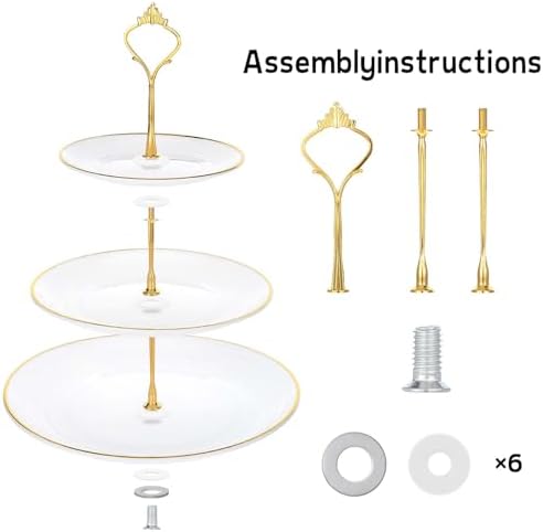 3 Pack Tiered Cupcake Stand, Plastic Cupcake Stand Tower, 3 Tier Round Shape Dessert Serving Tray, White Cookie, alternate