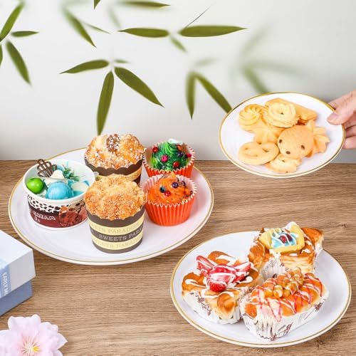 3 Pack Tiered Cupcake Stand, Plastic Cupcake Stand Tower, 3 Tier Round Shape Dessert Serving Tray, White Cookie, alternate