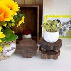 3 Pack Tiny Scalloped Wood Risers for Display, Small Wooden Stands with Removable Feet Farmhouse Rustic Decor, alternate view