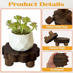 3 Pack Tiny Scalloped Wood Risers for Display, Small Wooden Stands with Removable Feet Farmhouse Rustic Decor, alternate view