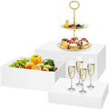 3 Pack White Buffet Food Risers, Large Size Acrylic Display Box 12"/11"/10" in white