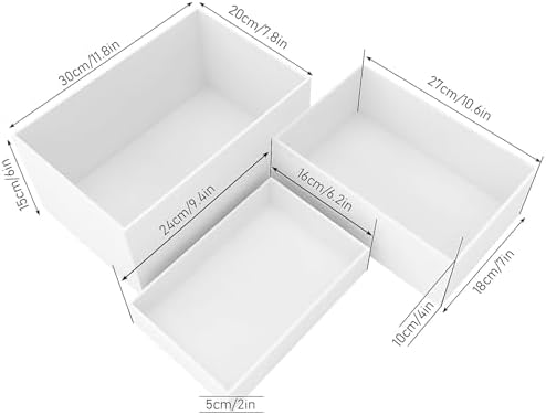 3 Pack White Buffet Food Risers, Large Size Acrylic Display Box 12"/11"/10" in white, alternate view 3