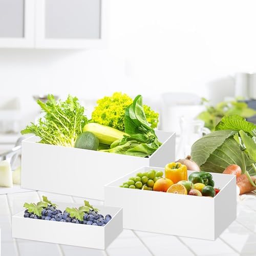 3 Pack White Buffet Food Risers, Large Size Acrylic Display Box 12"/11"/10" in white, alternate view 4