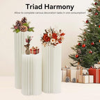 3 Pack White Cylinder Stands Portable, 23.6", 31.5", 39.37'' Pedestal Set Foldable & Portable Cardboard, alternate view 2