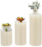 3 Pack White Cylinder Stands Portable, 23.6", 31.5", 39.37'' Pedestal Set Foldable & Portable Cardboard