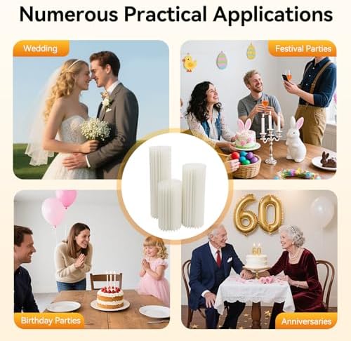 3 Pack White Cylinder Stands Portable, 23.6", 31.5", 39.37'' Pedestal Set Foldable & Portable Cardboard, alternate view 7
