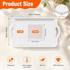 3 Pack White Large Melamine Serving Tray with 4 Handles in White, alternate view 3