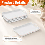 3 Pack White Large Melamine Serving Tray with 4 Handles in White, alternate view 4