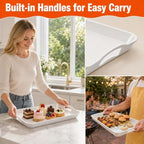 3 Pack White Large Melamine Serving Tray with 4 Handles in White, alternate view 5