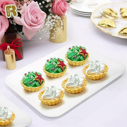 3 Pack White Plastic Serving Trays for Party - Rectangular, 8 by 11 in, Heavy Duty Dessert Trays for Food in, alternate view