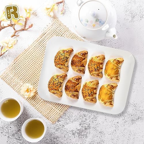 3 Pack White Plastic Serving Trays for Party - Rectangular, 8 by 11 in, Heavy Duty Dessert Trays for Food in, alternate view