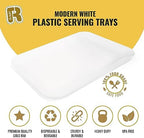 3 Pack White Plastic Serving Trays for Party - Rectangular, 8 by 11 in, Heavy Duty Dessert Trays for Food in, alternate view