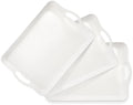 3 Pack White Plastic Serving Trays with Handles, 16 x 11 Inch in 16 x 11IN in White