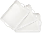 3 Pack White Plastic Serving Trays with Handles, 16 x 11 Inch in 16 x 11IN in White