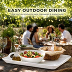 3 Pack White Plastic Serving Trays with Handles, 16 x 11 Inch in 16 x 11IN in White, alternate view 2