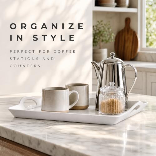 3 Pack White Plastic Serving Trays with Handles, 16 x 11 Inch in 16 x 11IN in White, alternate view 5
